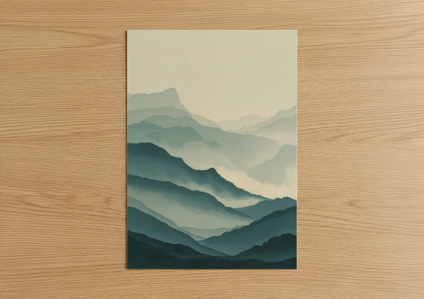 Misty Alpine Mountains Layered Landscape Wall Art