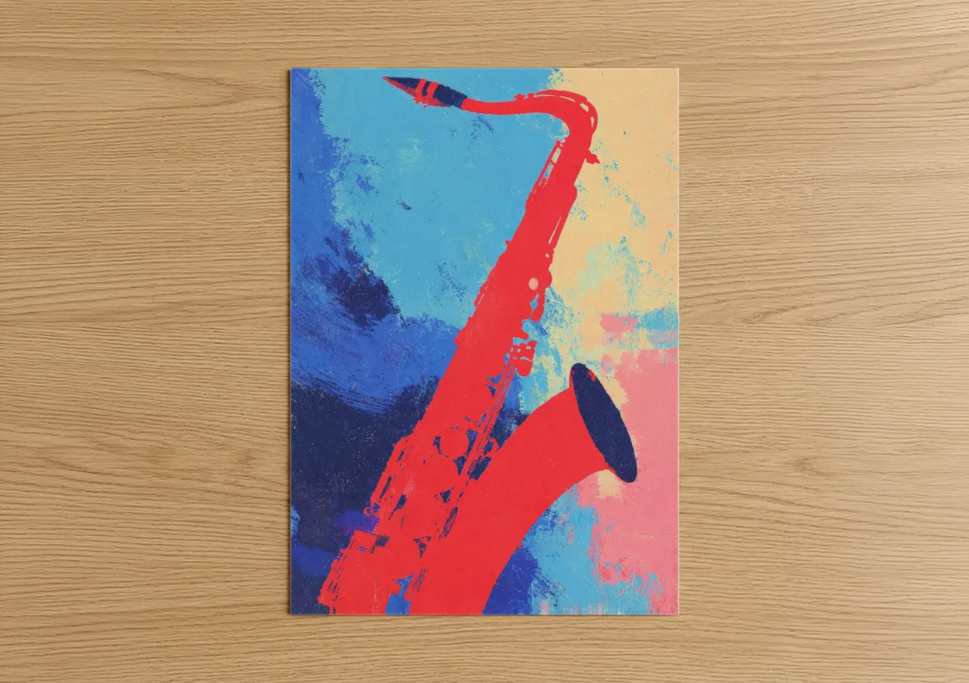 Crimson Saxophone Pop Art Illustration Wall Art