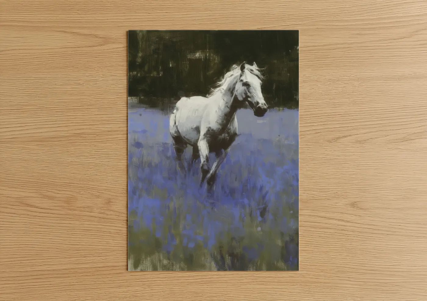 White Andalusian Horse Lavender Field Wall Art