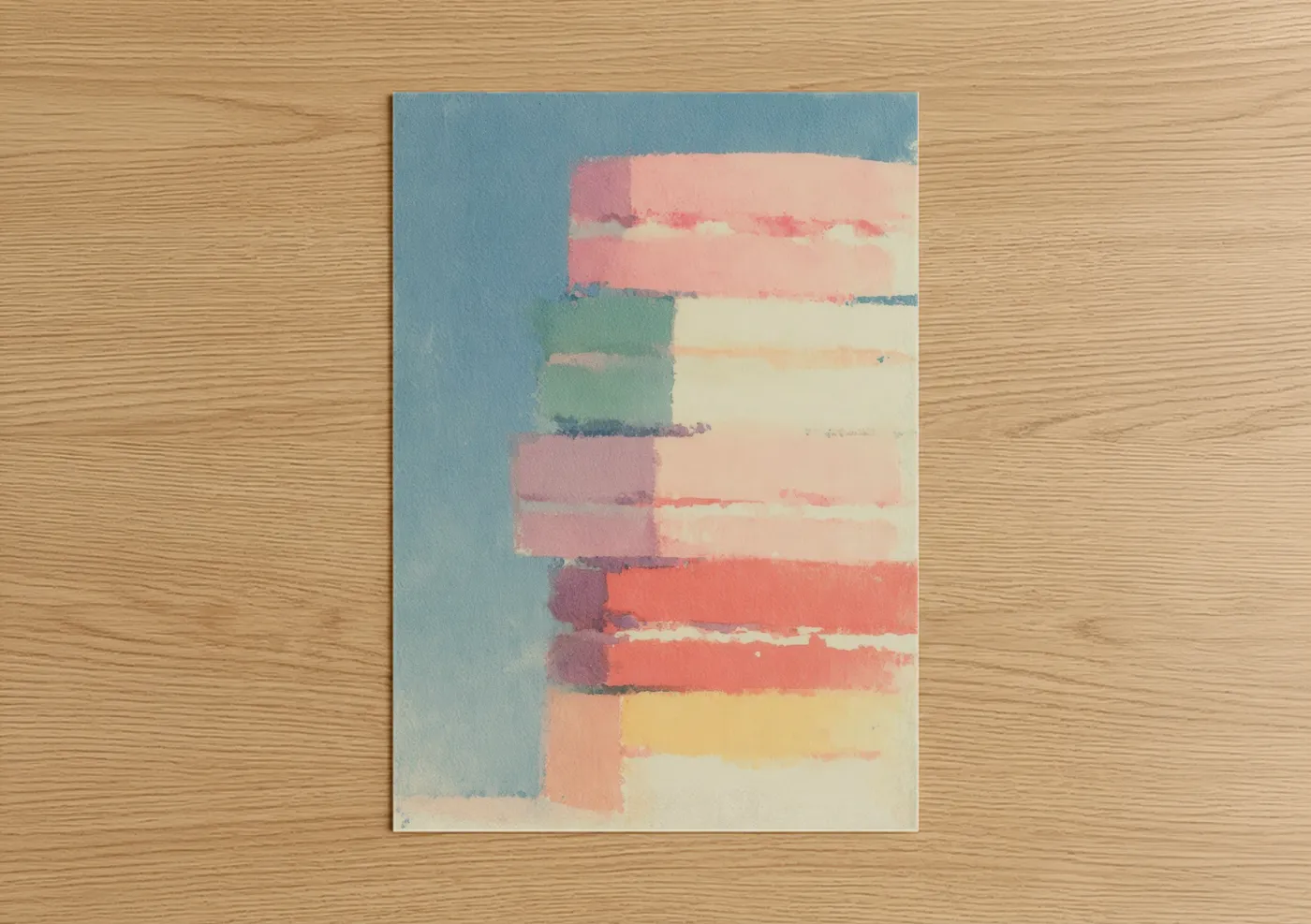 Pastel Stripes Abstract Watercolor Wall Art