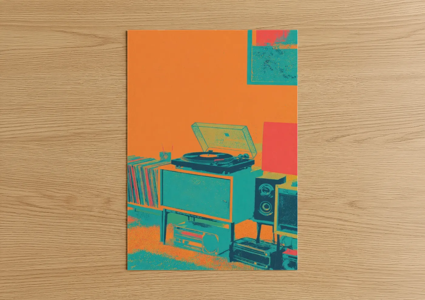 Retro Vinyl Records Turntable Music Equipment Wall Art