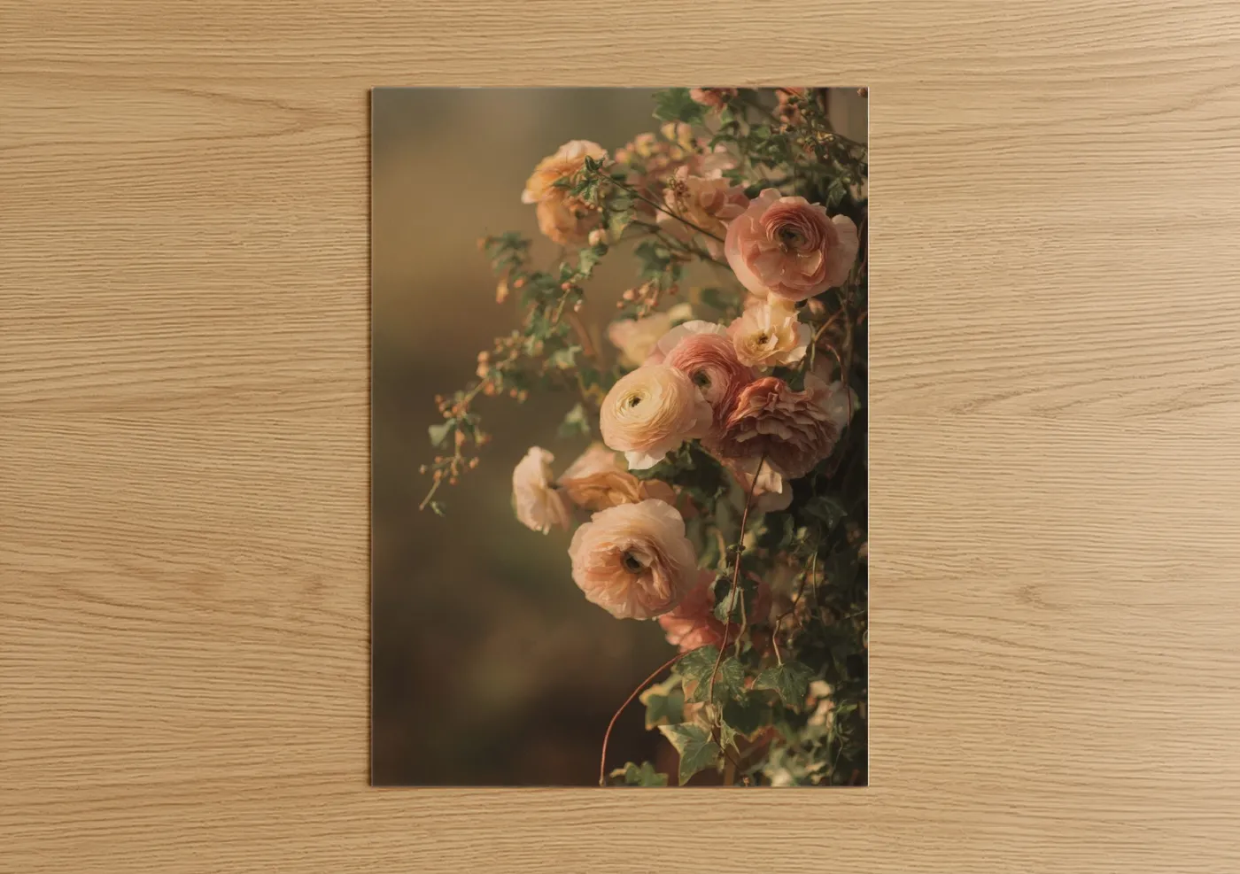Golden Ranunculus Soft Light Floral Wall Art