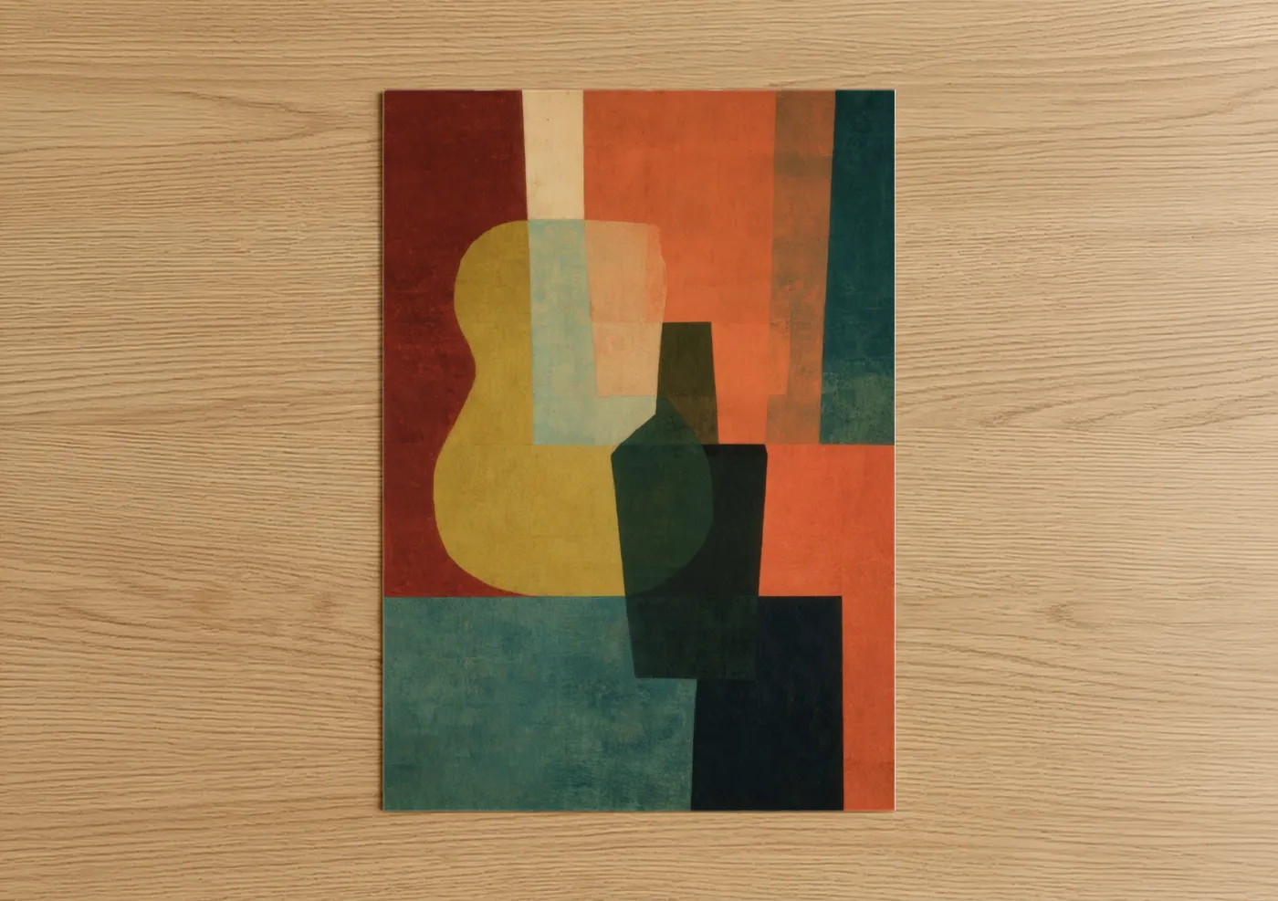 Geometric Guitar Abstract Art Deco Wall Art