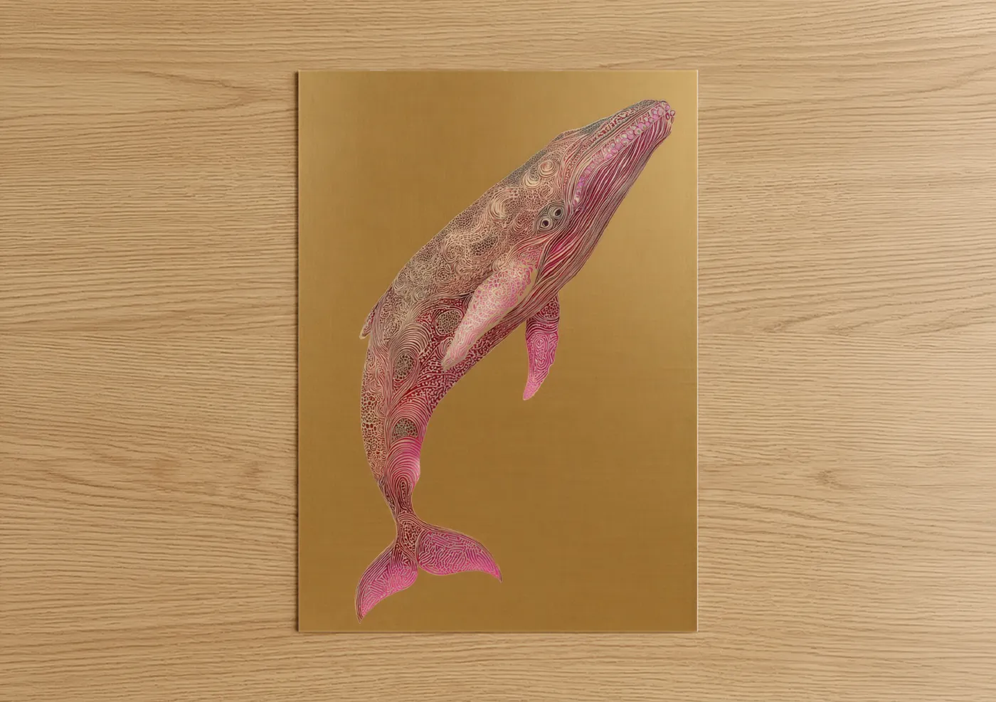 Ornate Sperm Whale Pink Gold Wall Art