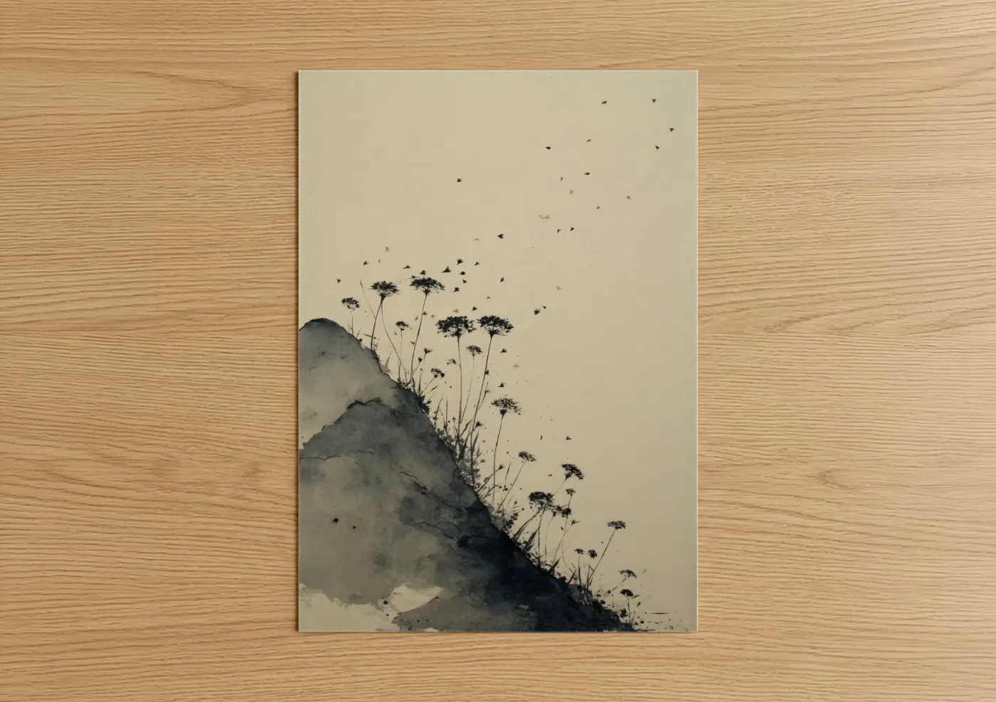 Dandelion Seeds Blowing Watercolor Wall Art