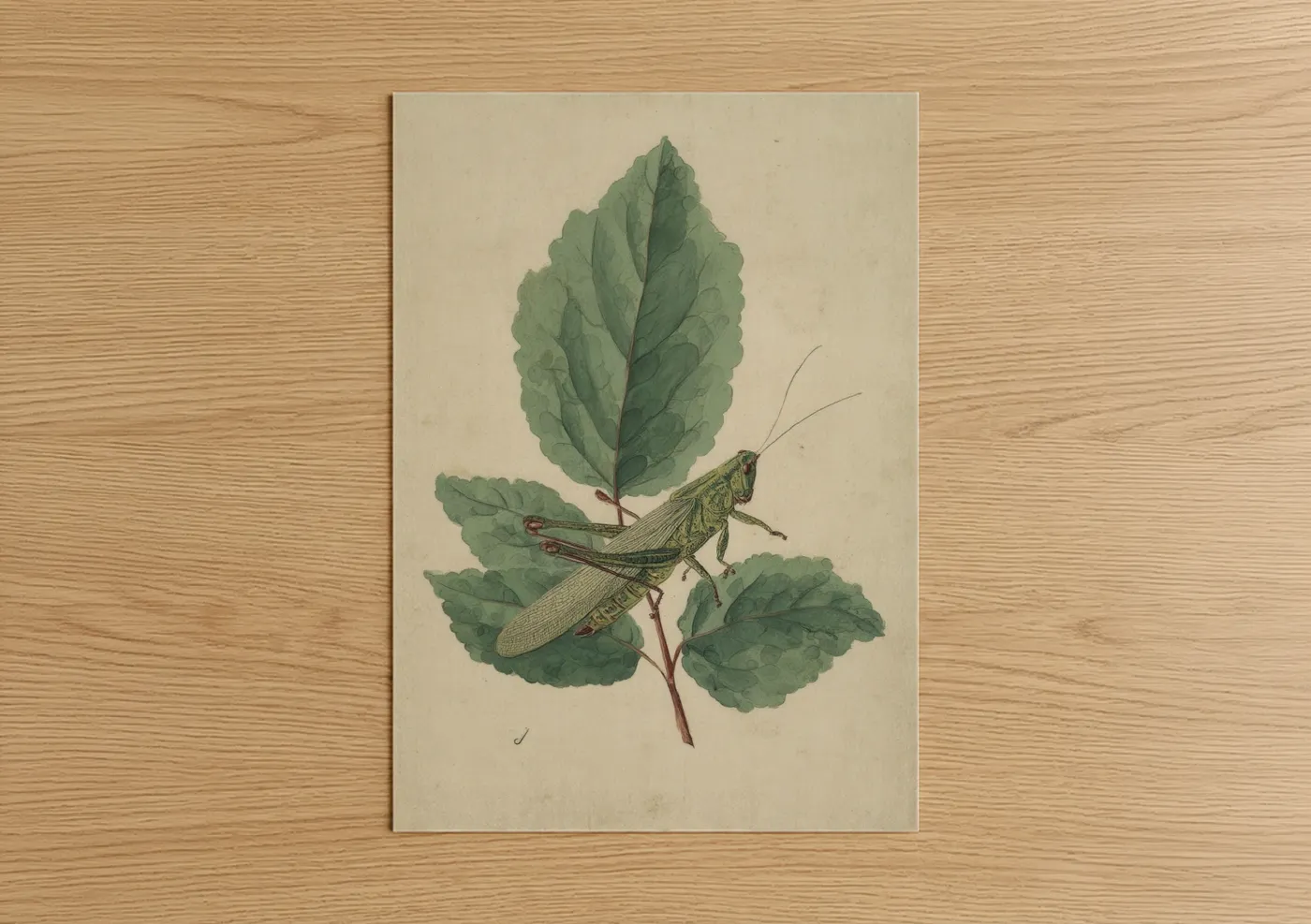 Garden Grasshopper Botanical Illustration Wall Art