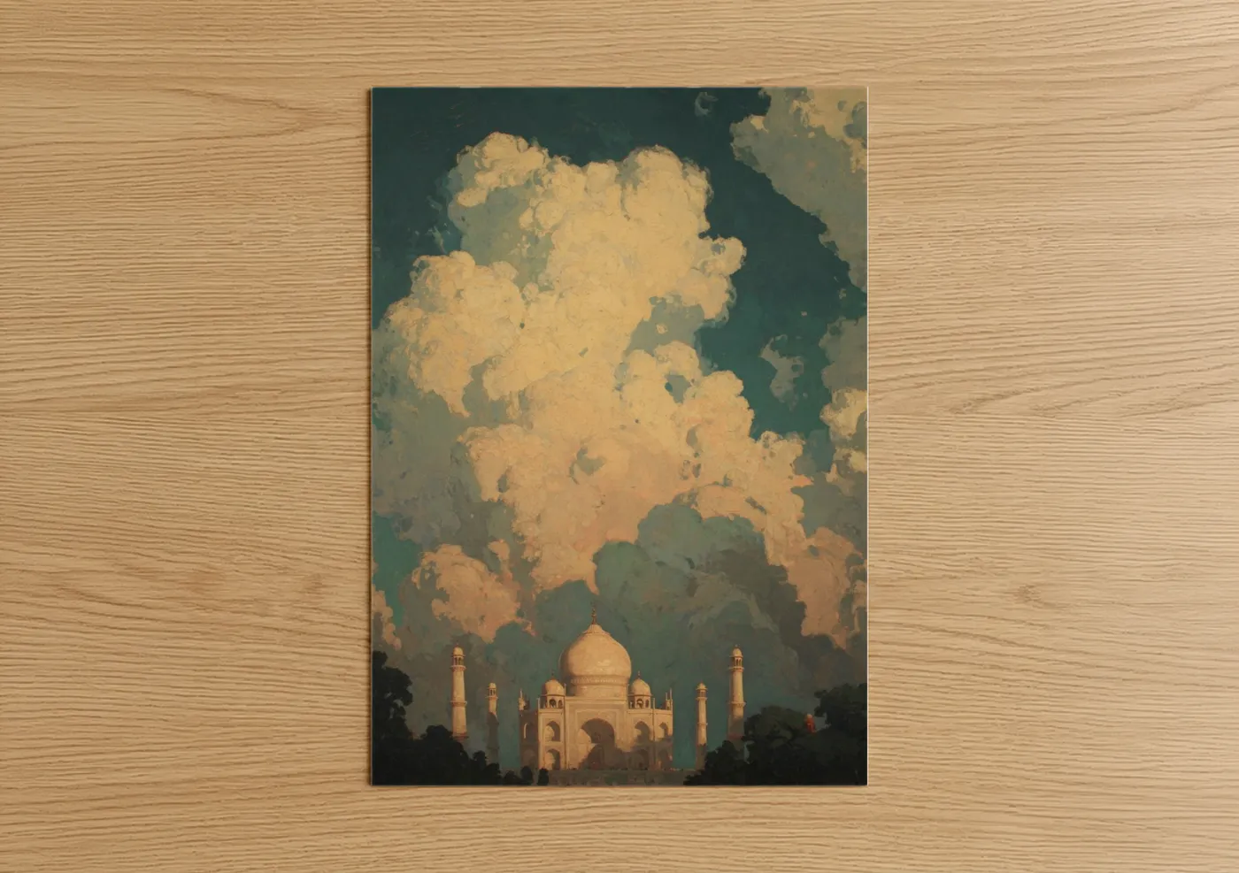 Golden Taj Mahal Sunset Architecture Wall Art