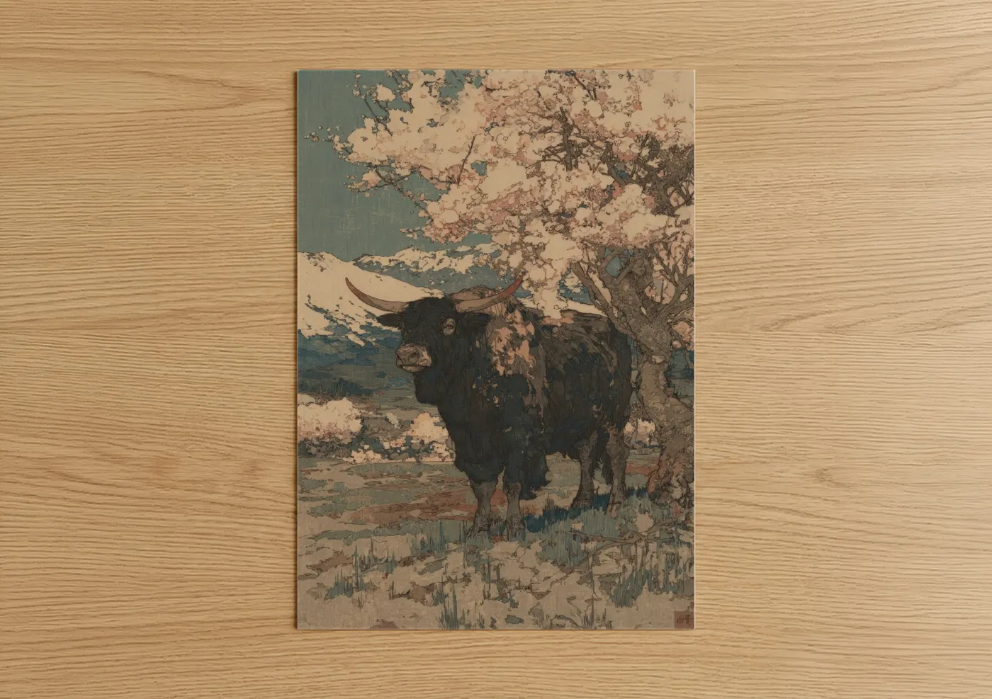 Highland Yak Traditional Asian Wall Art
