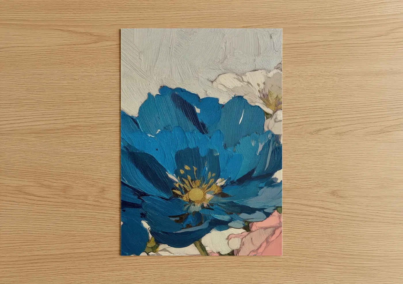Cobalt Blue Flower Abstract Painting Wall Art