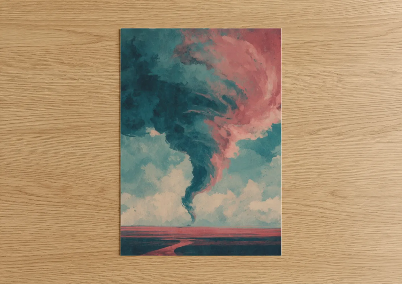 Crimson Tornado Storm Cloud Watercolor Wall Art