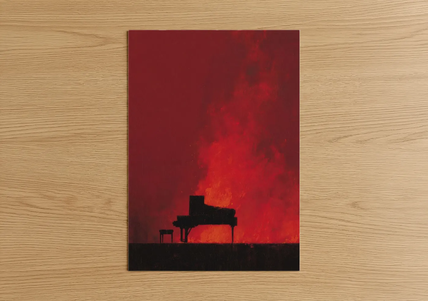 Crimson Piano Abstract Expressionism Wall Art