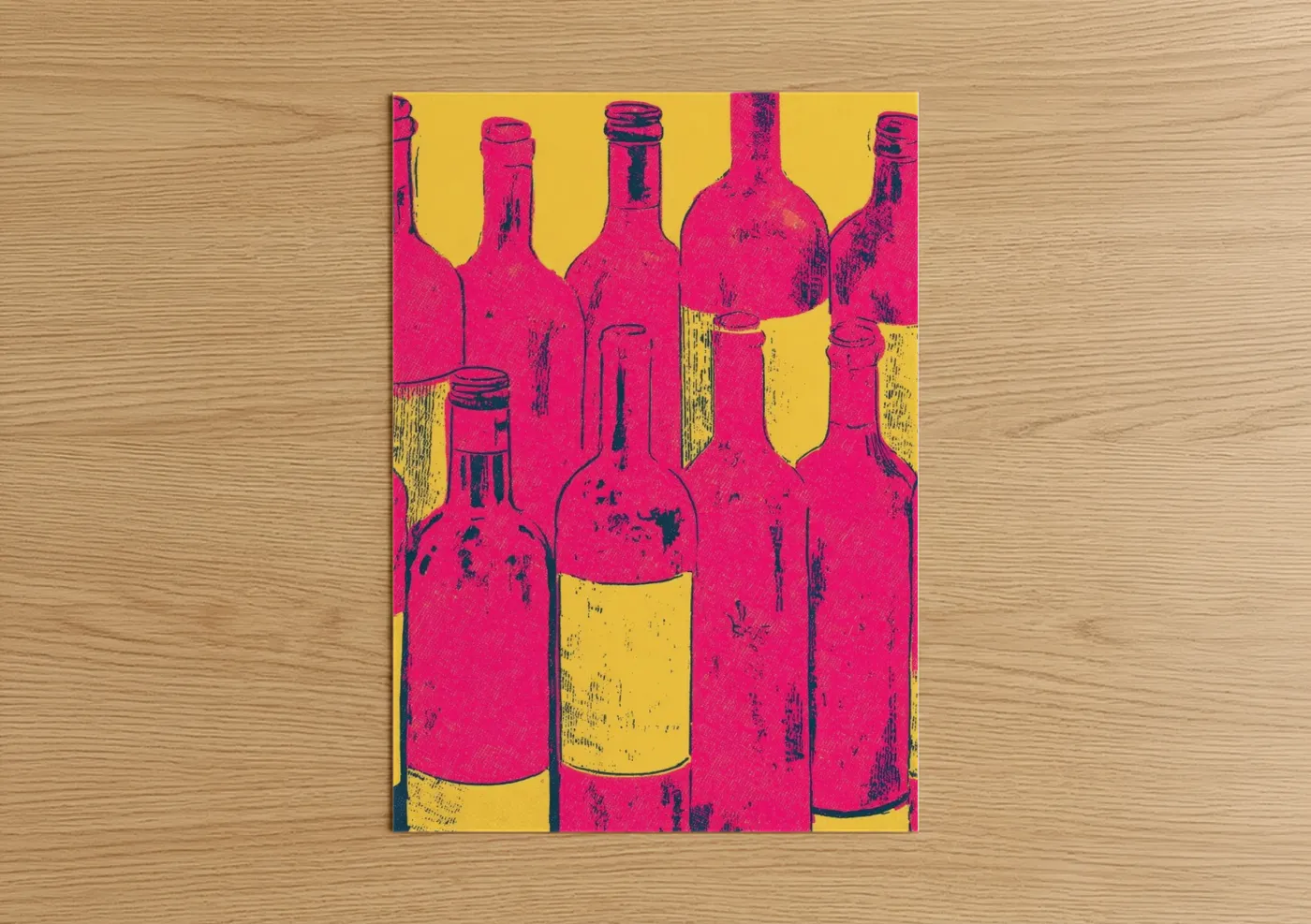 Vibrant Wine Bottles Pop Art Illustration Wall Art