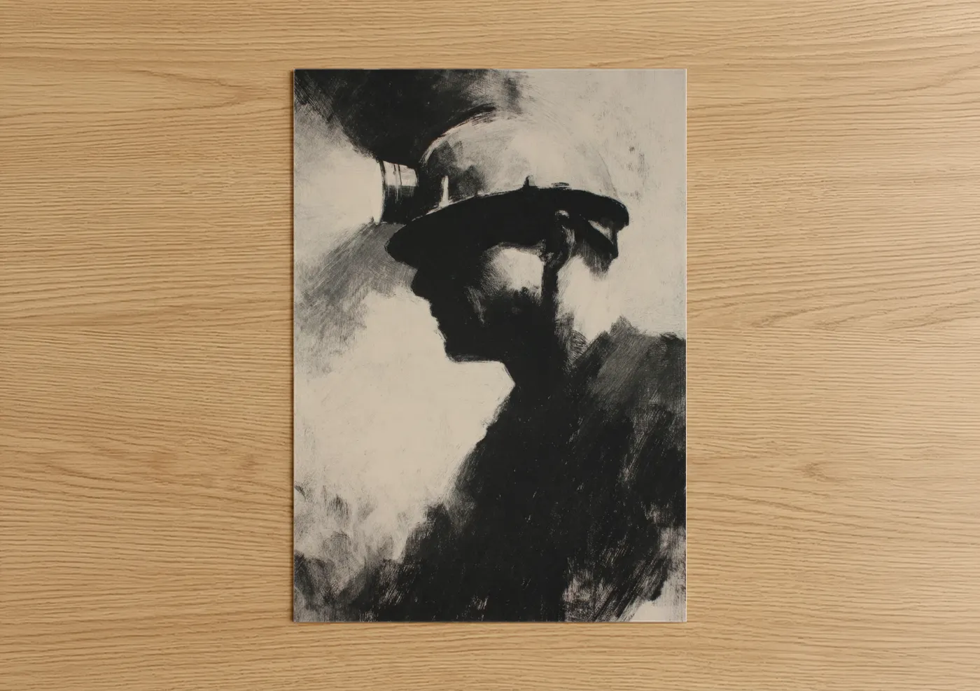 Laborer's Profile Charcoal Wall Art