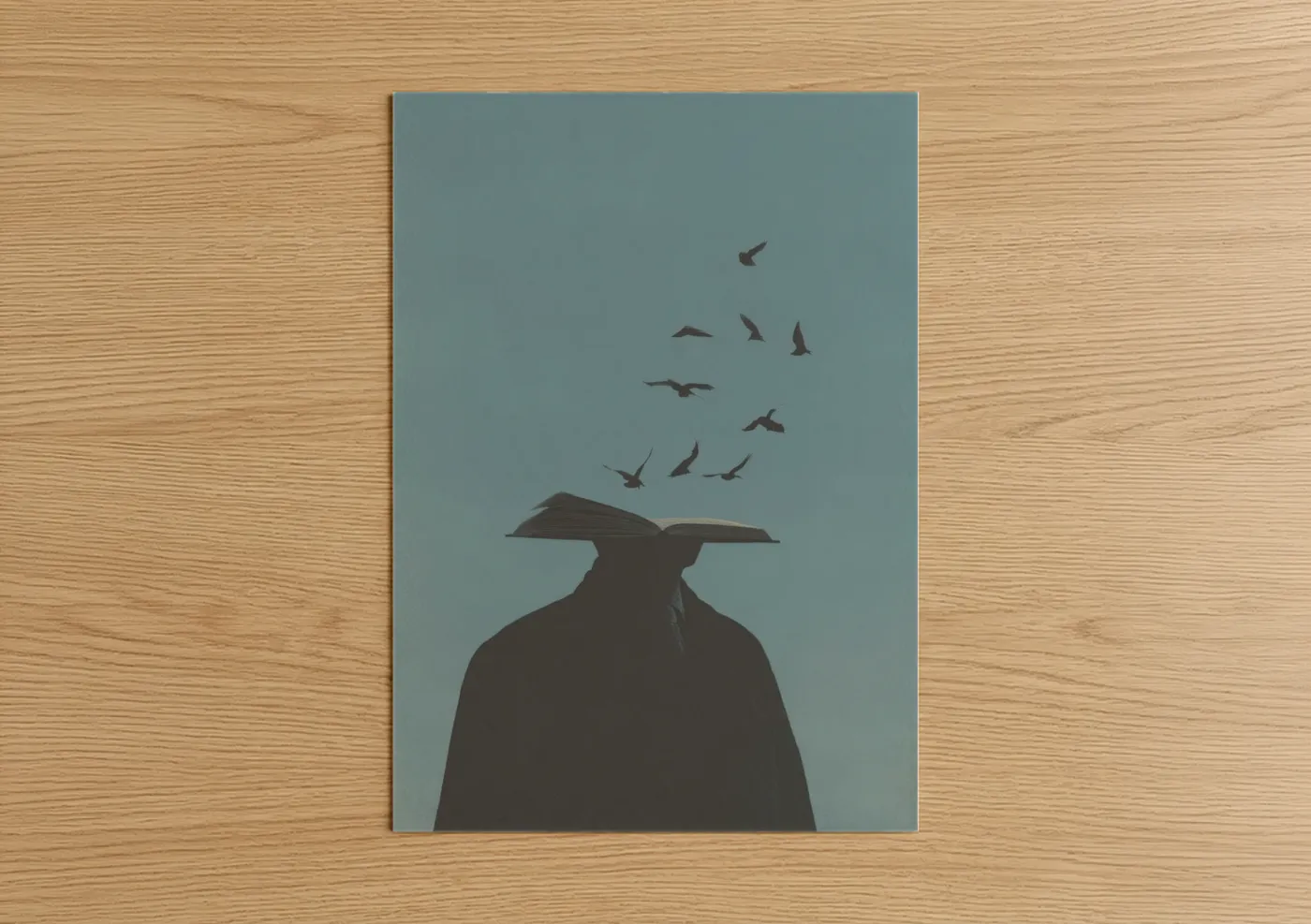 Literary Flight Silhouette Illustration Wall Art