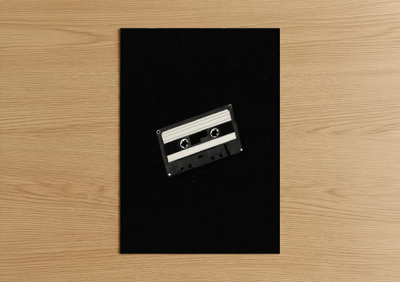 Retro Cassette Tape Black and White Wall Art