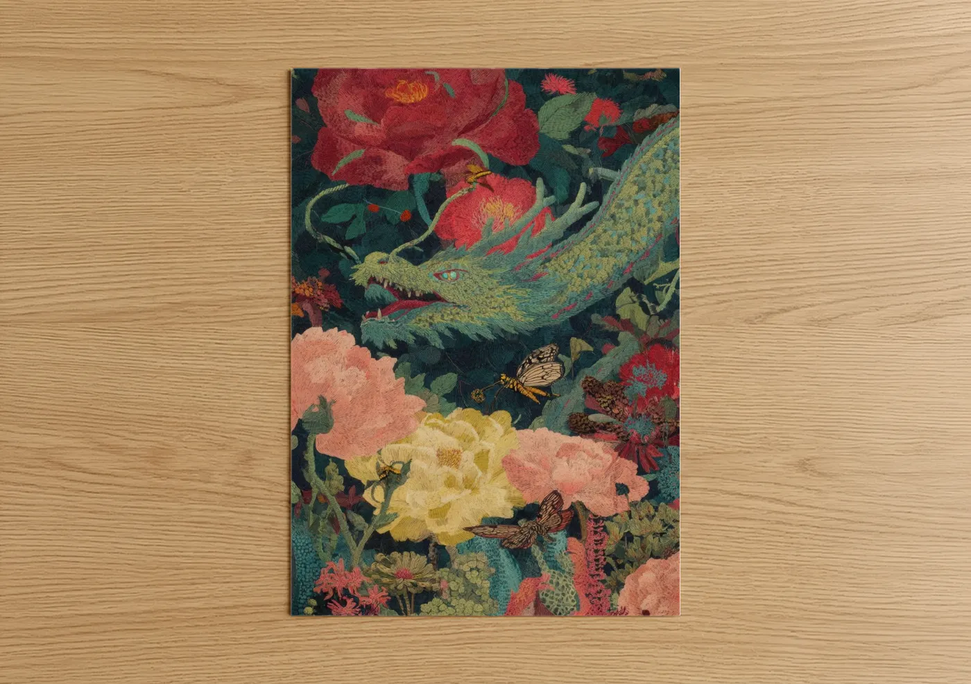 Garden Dragon Floral Fantasy Wall Art