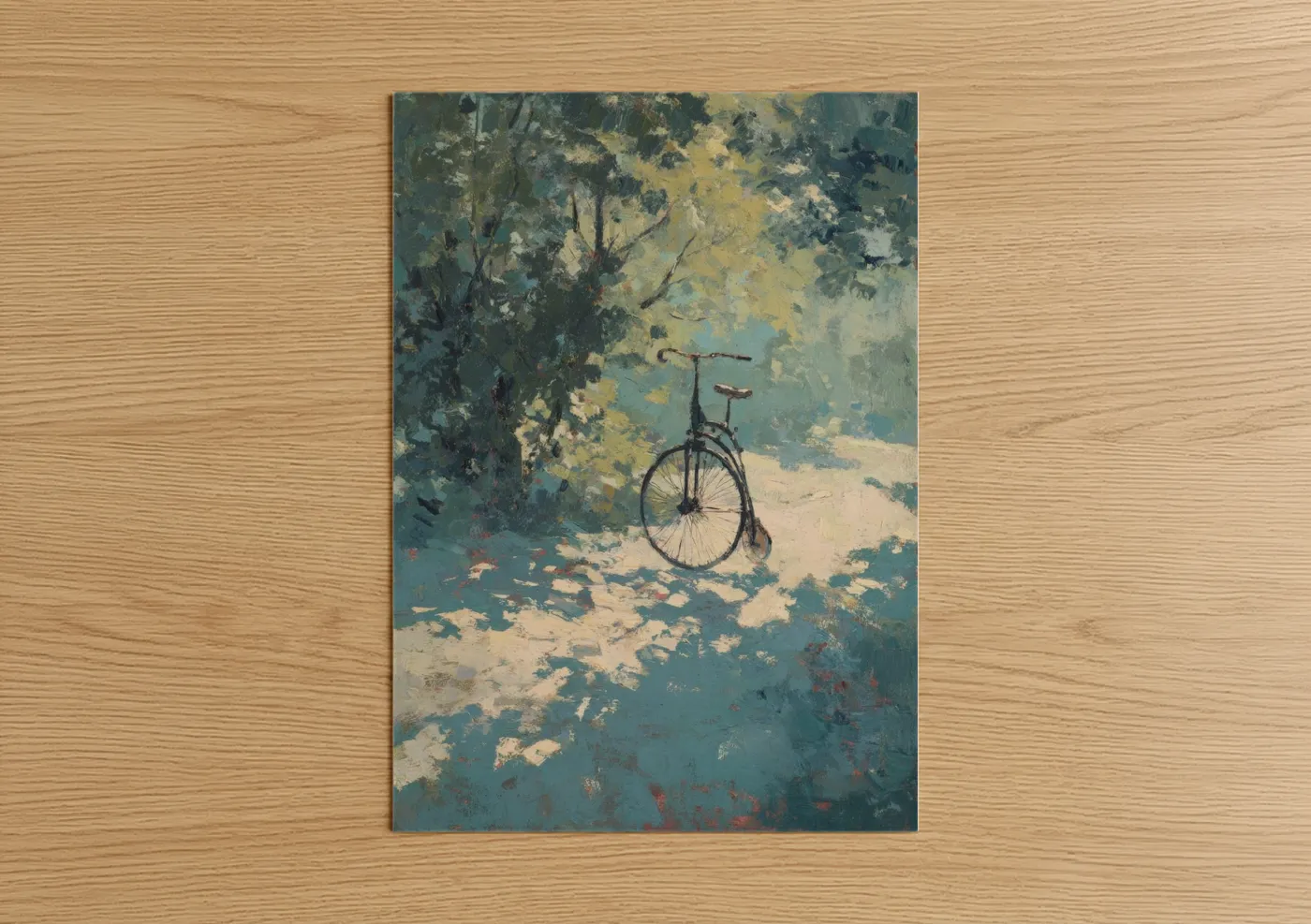 Vintage Unicycle Under Tree Impressionism Wall Art