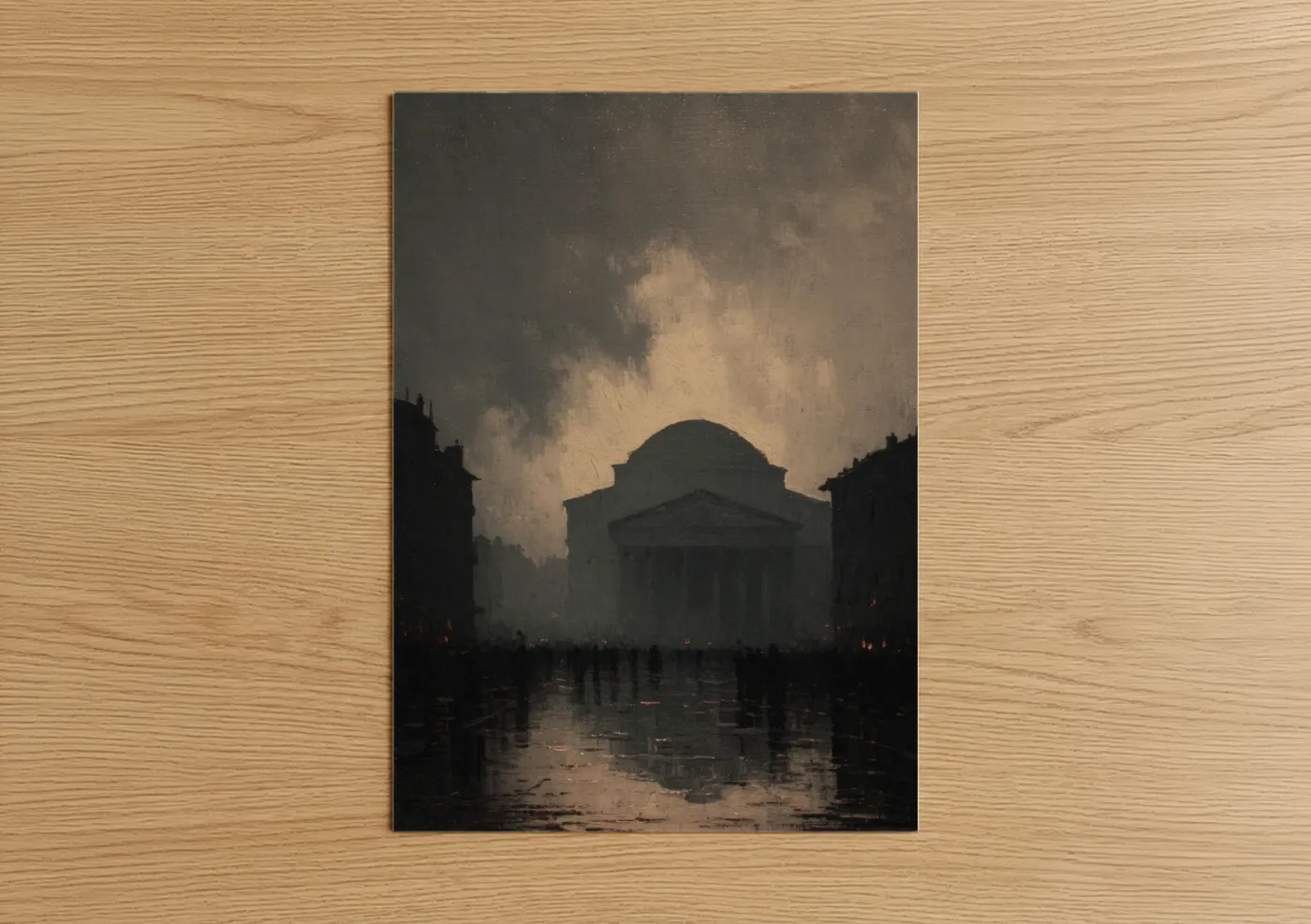 Pantheon Rome Rainy Night Atmosphere Wall Art