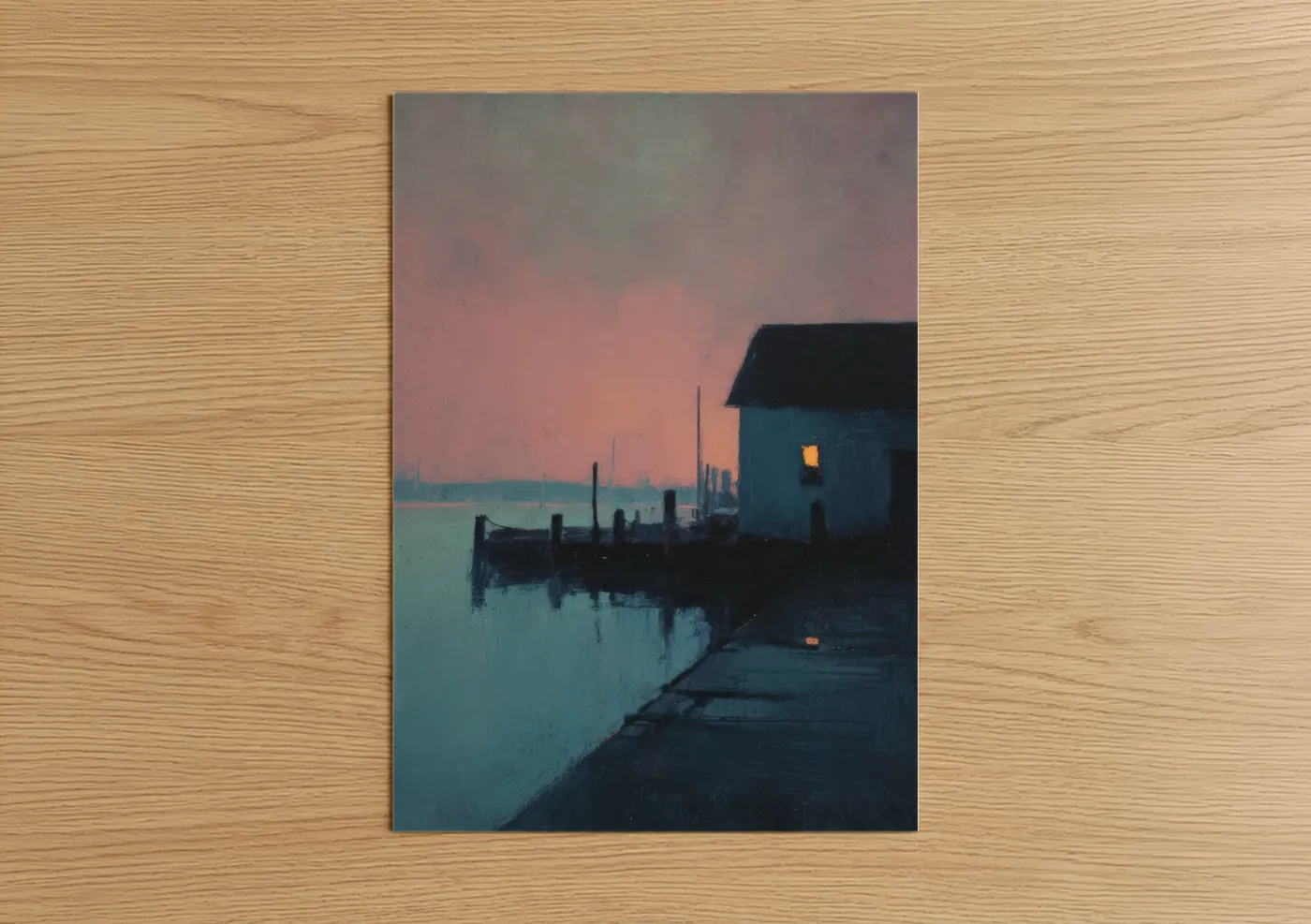 Twilight Dock House Coastal Artwork Wall Art