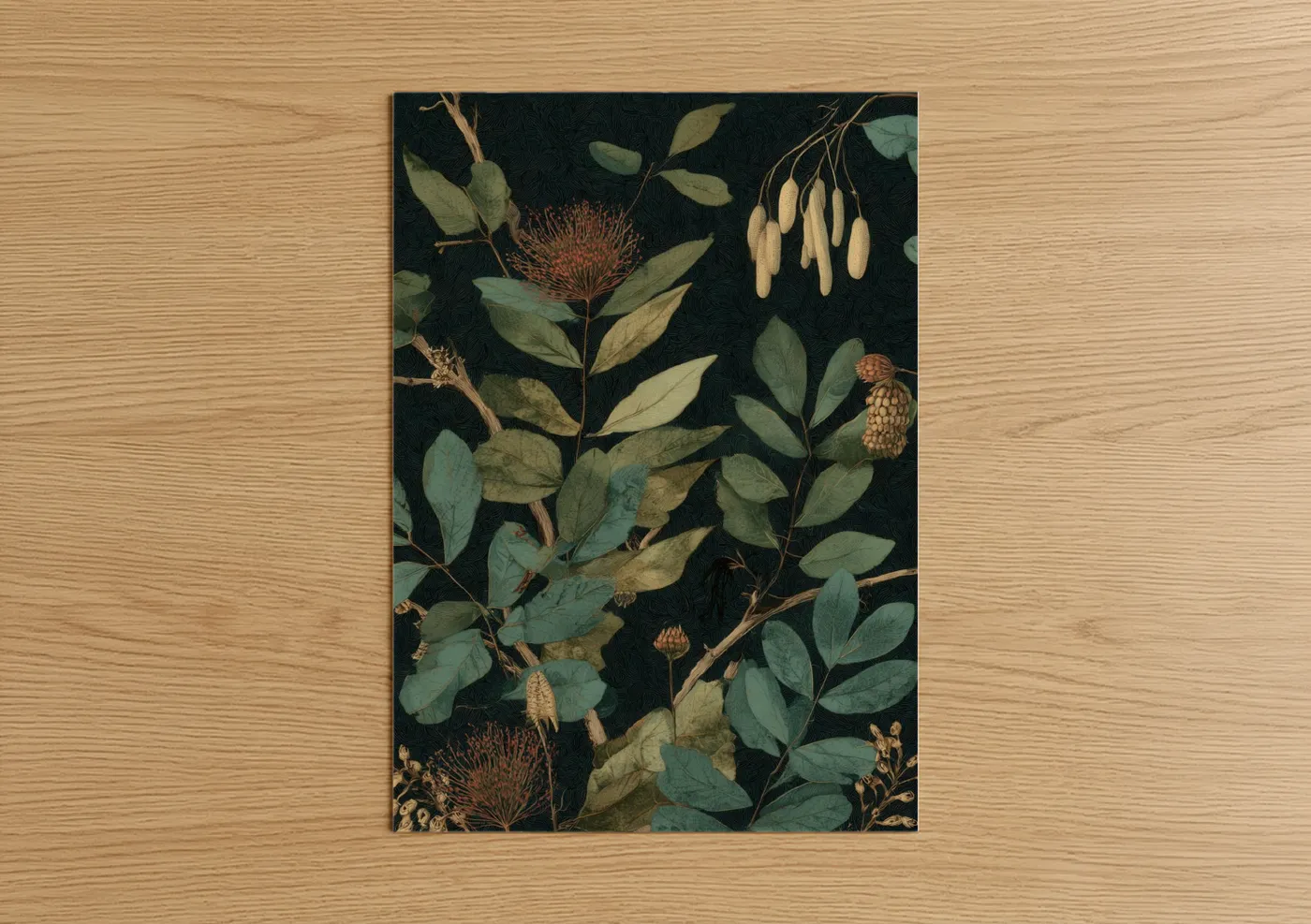 Botanical Savanna Illustration Dark Wall Art