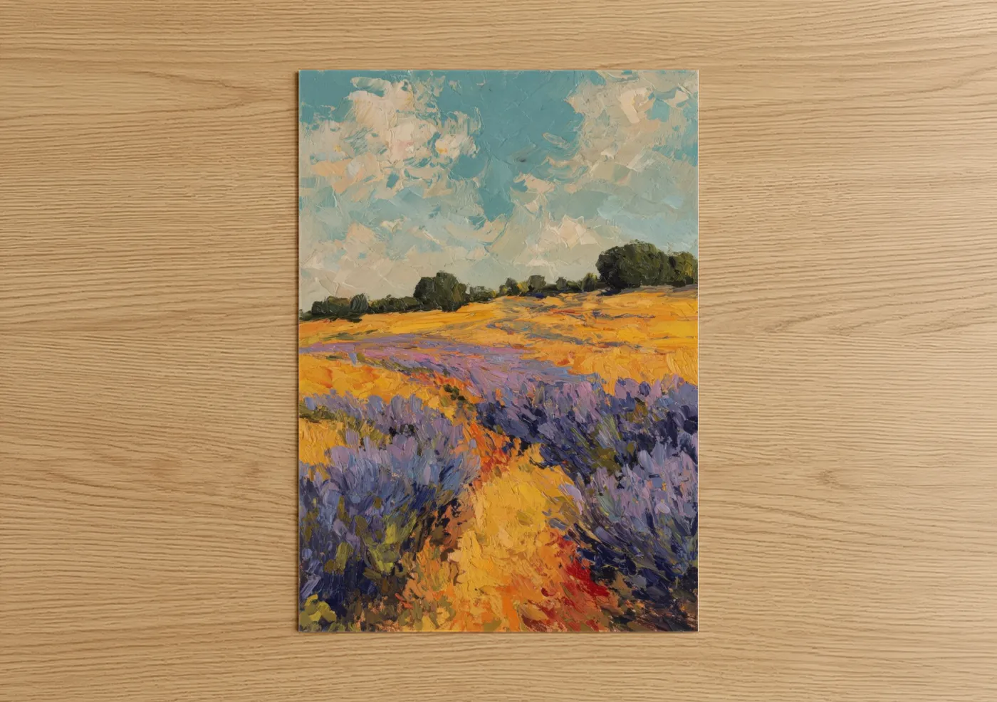 Lavender Field Morning Sky Landscape Wall Art
