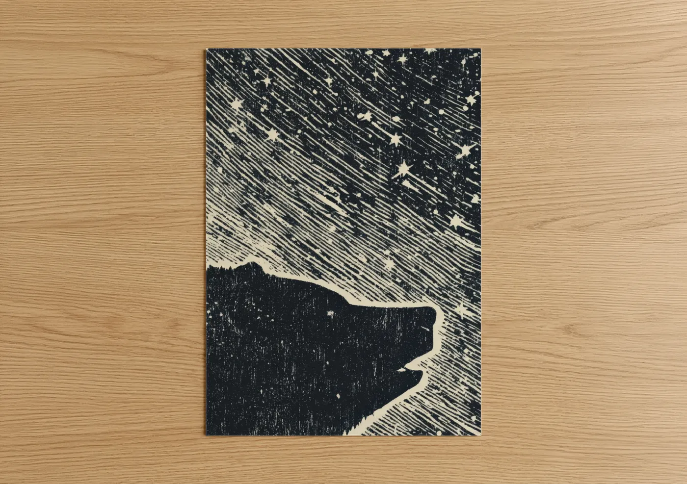 Starry Night Sky Celestial Woodblock Wall Art