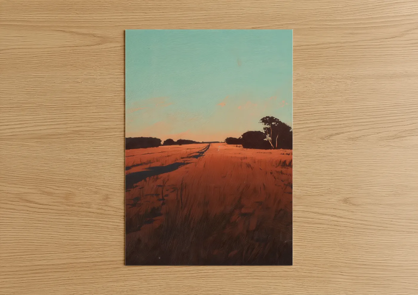 Golden Harvest Field Sunset Landscape Wall Art