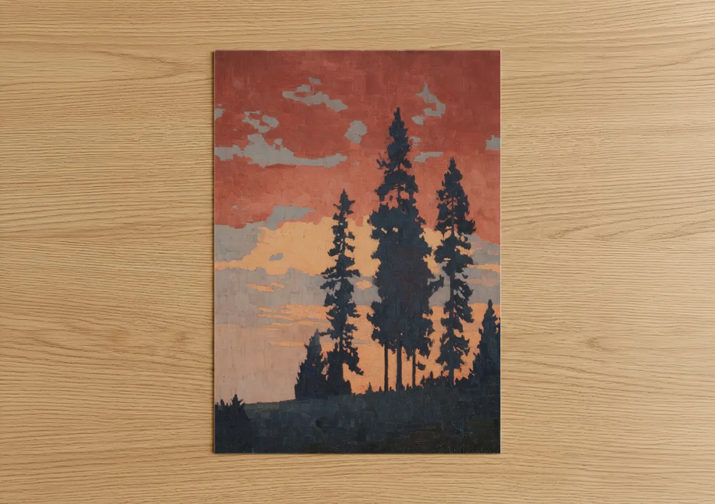 Cedar Forest Sunset Landscape Wall Art