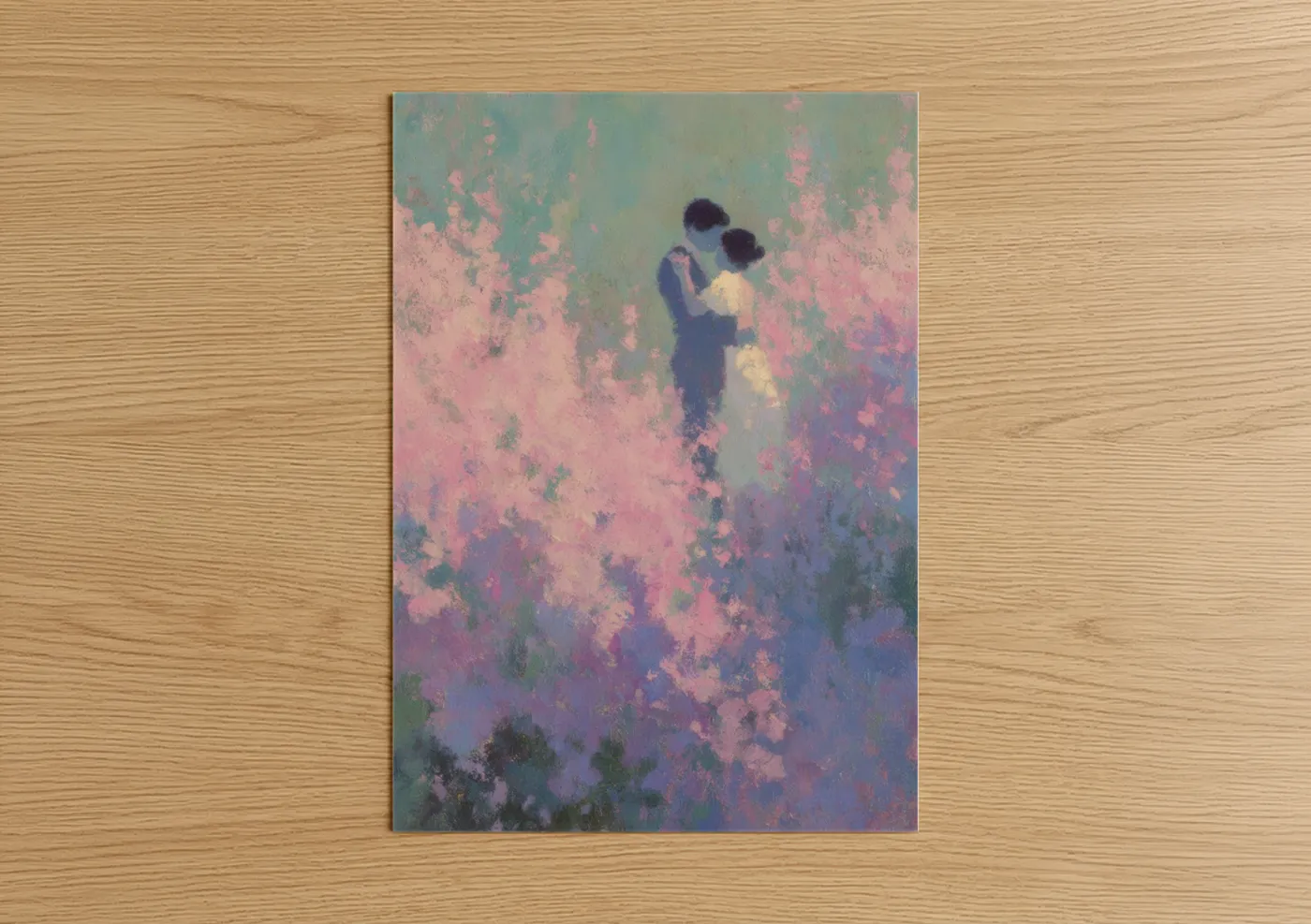 Romantic Couple Floral Field Painting Wall Art