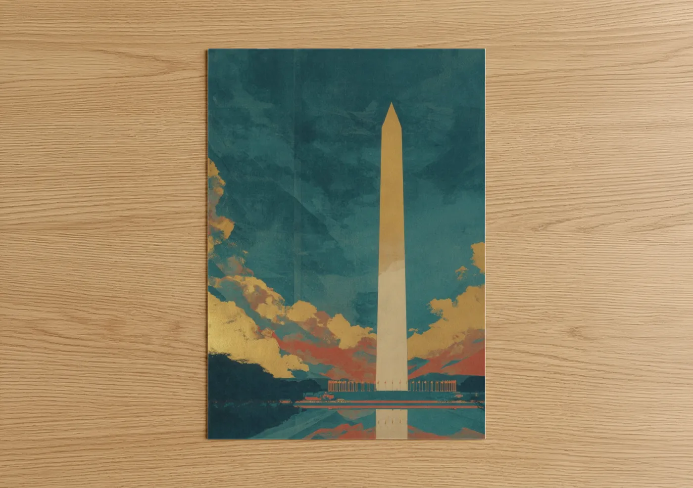 Washington Monument Vintage Sunset Wall Art