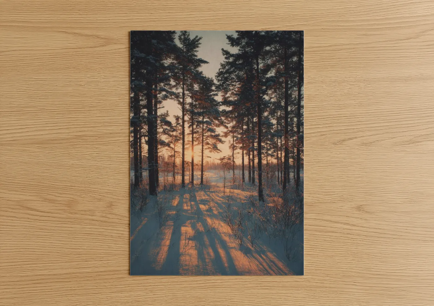 Snowy Forest Sunset Winter Landscape Wall Art