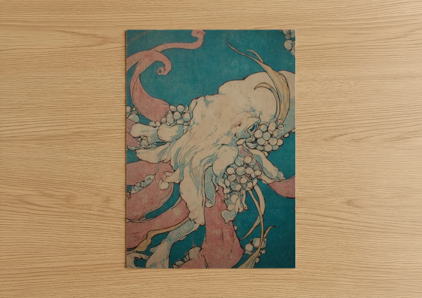 Coral Squid Vintage Illustration Art Wall Art