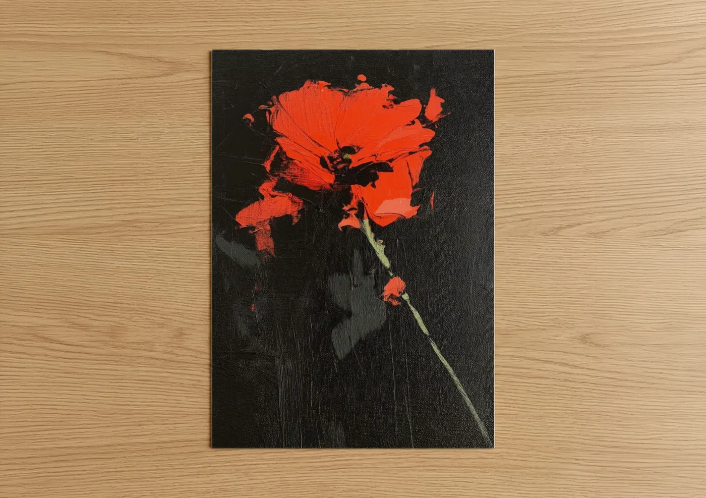 Crimson Poppy Bloom Abstract Floral Wall Art