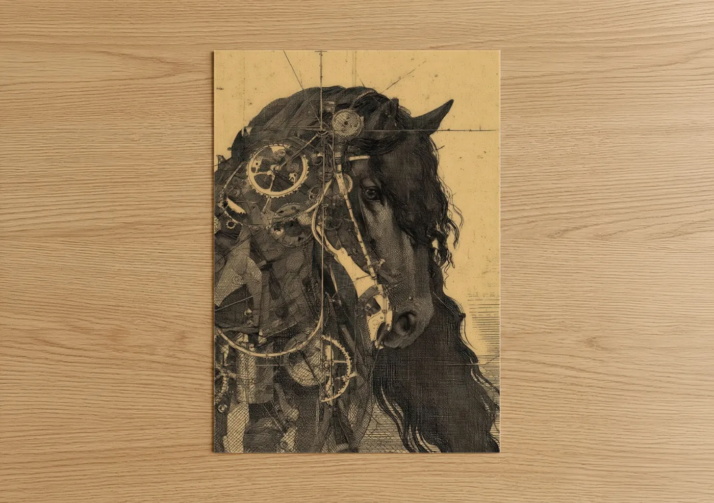 Steampunk Friesian Horse Mechanical Wall Art