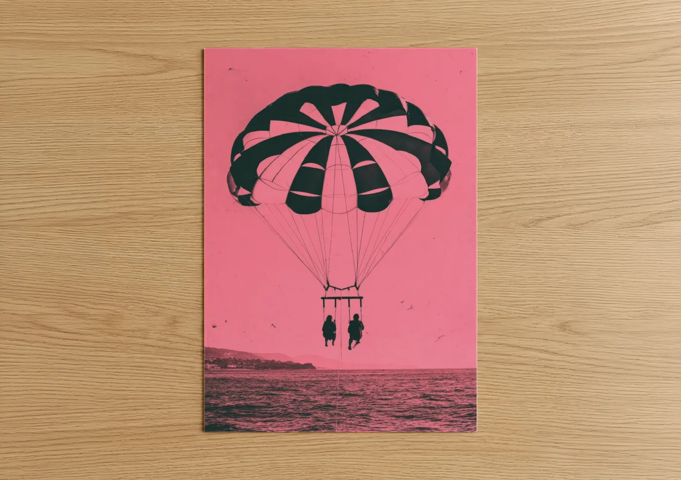 Pink Parasailing Ocean Adventure Wall Art