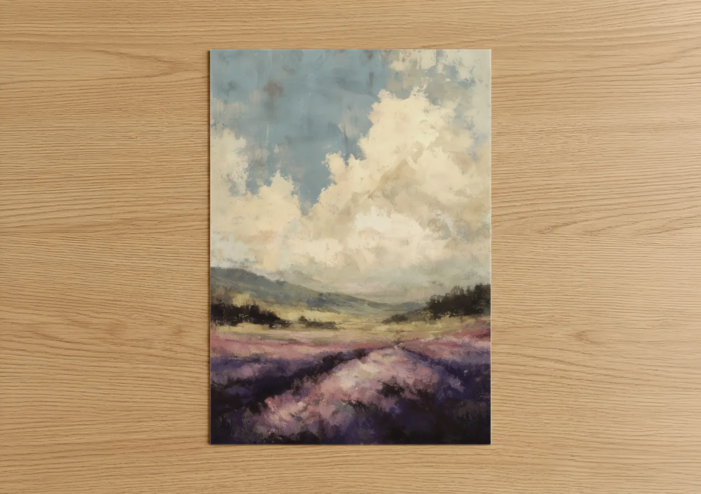 Lavender Field Mountain Valley Landscape Wall Art