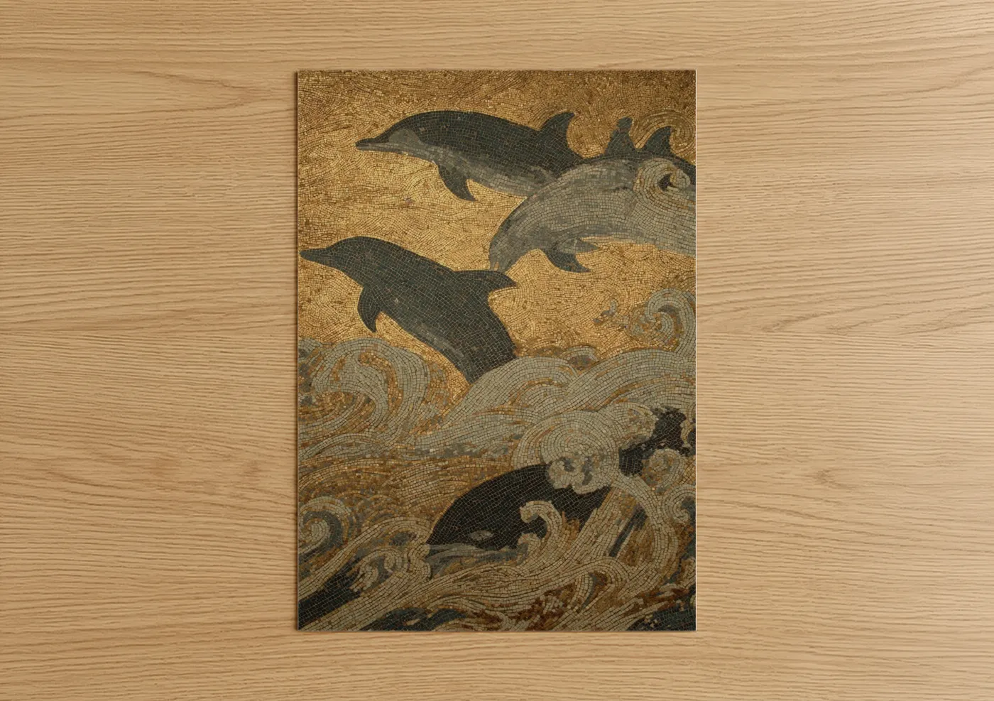 Ancient Dolphins Mosaic Artwork Wall Art