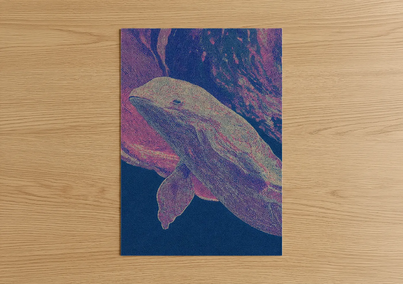 Luminous Beluga Whale Pointillist Art Wall Art