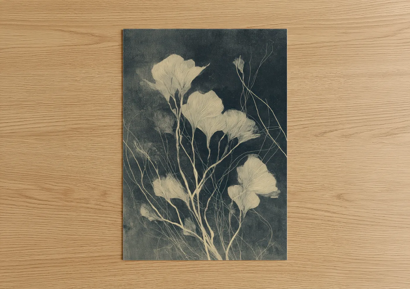 Cream Hydrangea Botanical Illustration Wall Art