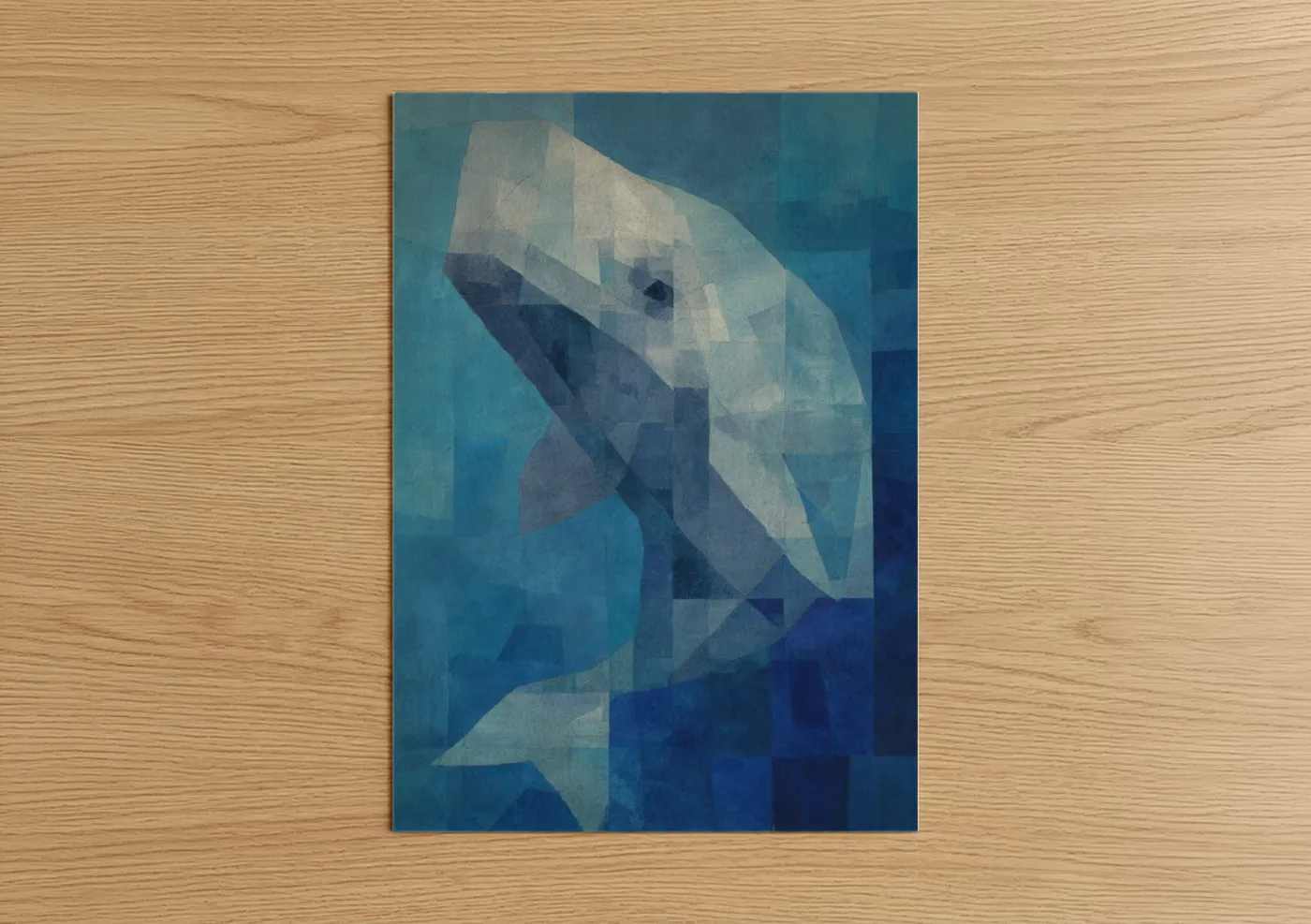 Abstract Sperm Whale Blue Ocean Wall Art