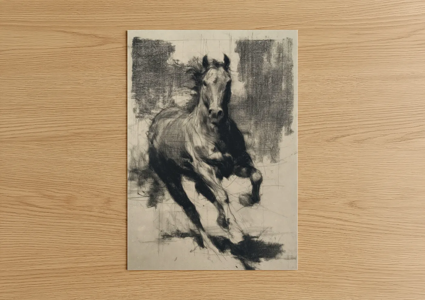 Galloping Quarter Horse Sketch Wall Art