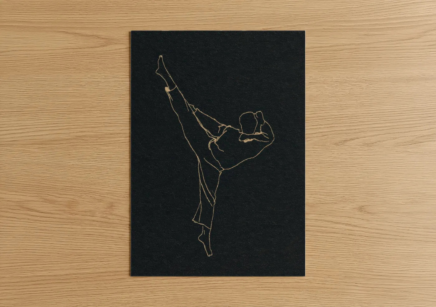 Golden Capoeira Kick Line Art Wall Art