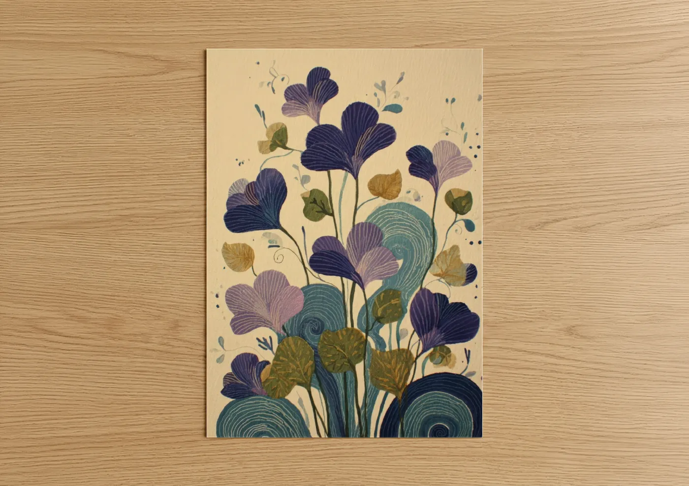 Midnight Violets Botanical Illustration Wall Art