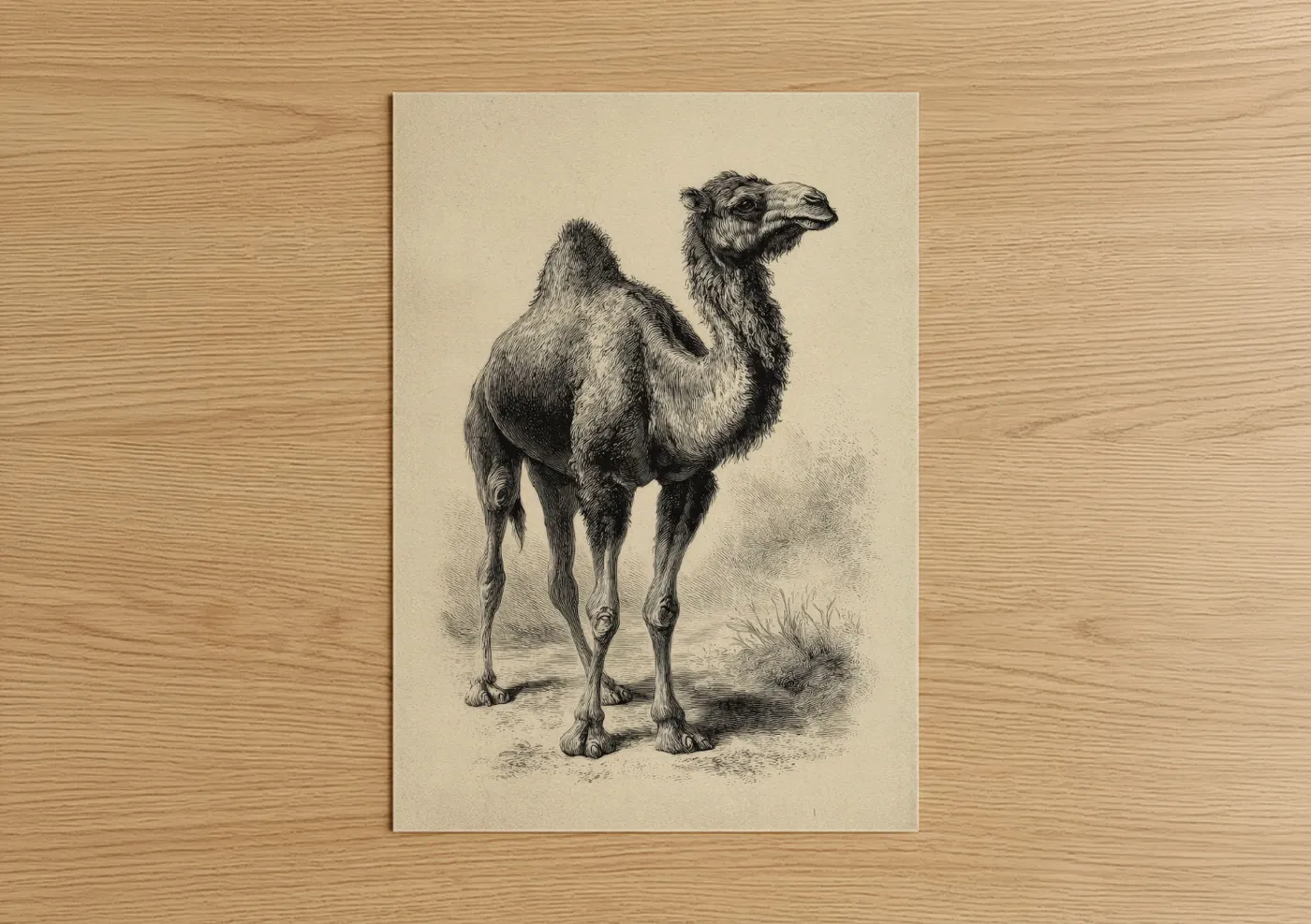 Standing Camel Classic Engraving Wall Art