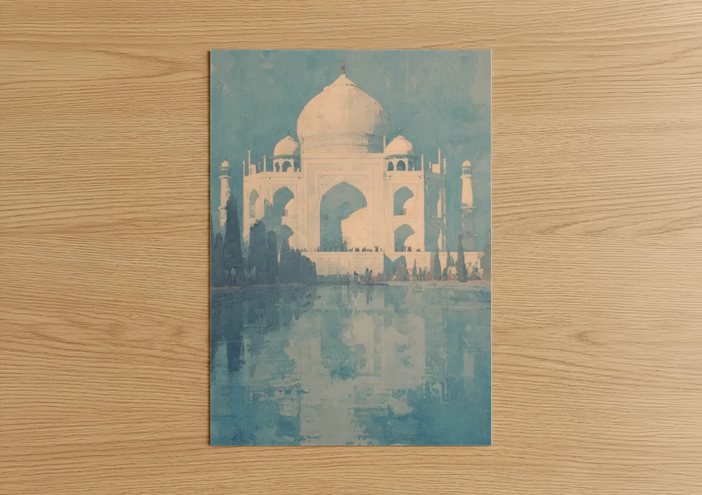 Taj Mahal Reflection Watercolor Wall Art