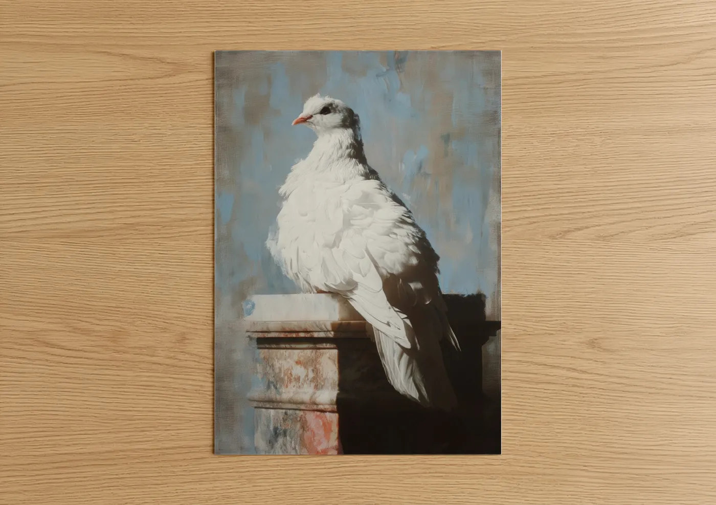 White Dove Perched on Rustic Post Wall Art
