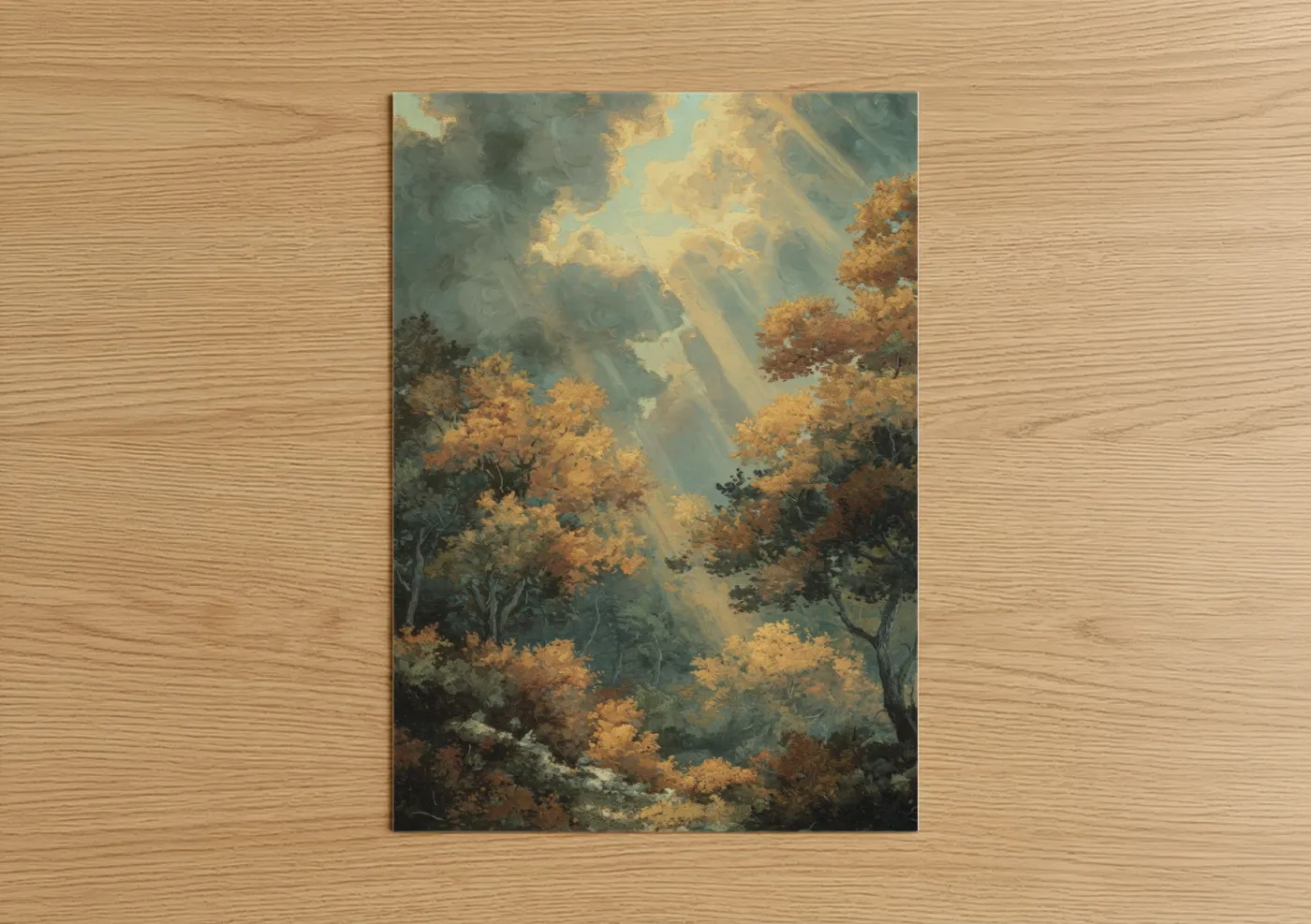 Golden Oak Forest Canyon Light Wall Art