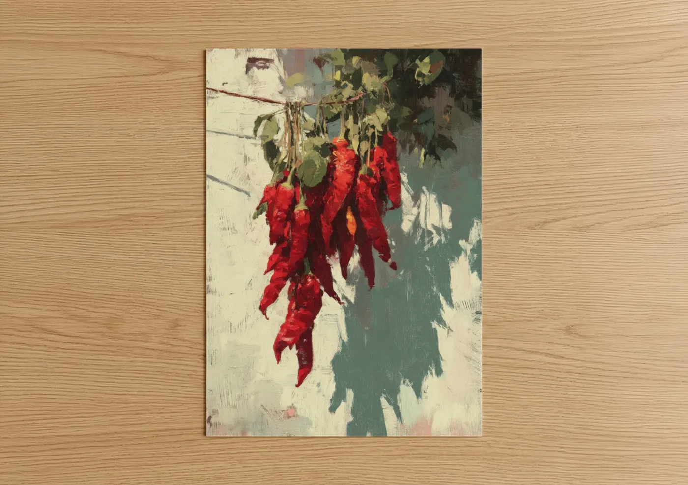Dried Red Peppers Still Life Painting Wall Art
