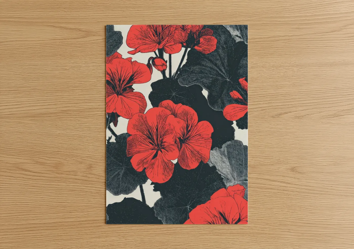 Scarlet Geranium Blooms Fine Art Print Wall Art