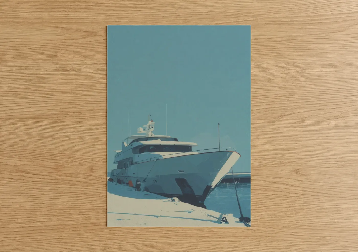Moored Luxury Yacht Minimalist Wall Art